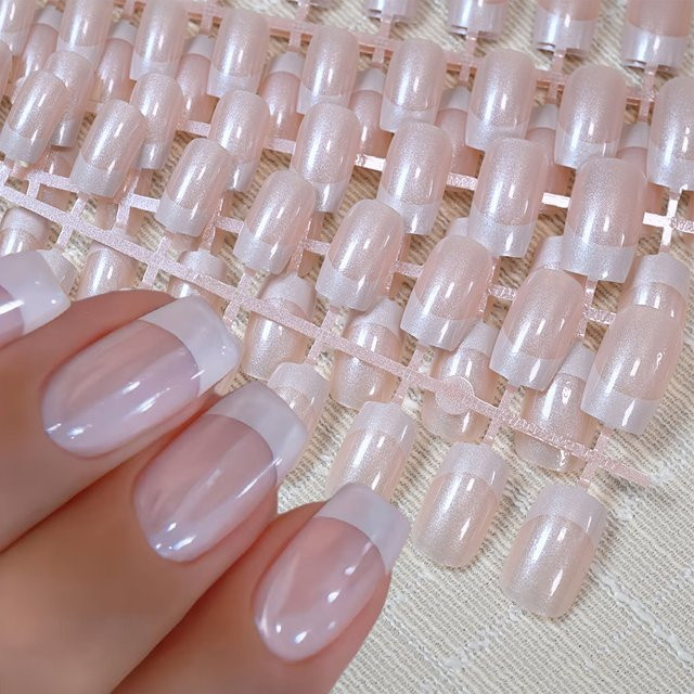 MAFANAILS Künstliche Nägel, Französisch, Quadratisch, Glänzend, 120 Stück - Bild 1