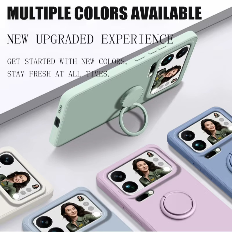 Silikon Schutzhülle für Xiaomi 17 Pro Max und 15 Pro/Ultra mit Fingerring-Ständer und Linsenschutz in Schwarz - Bild 3