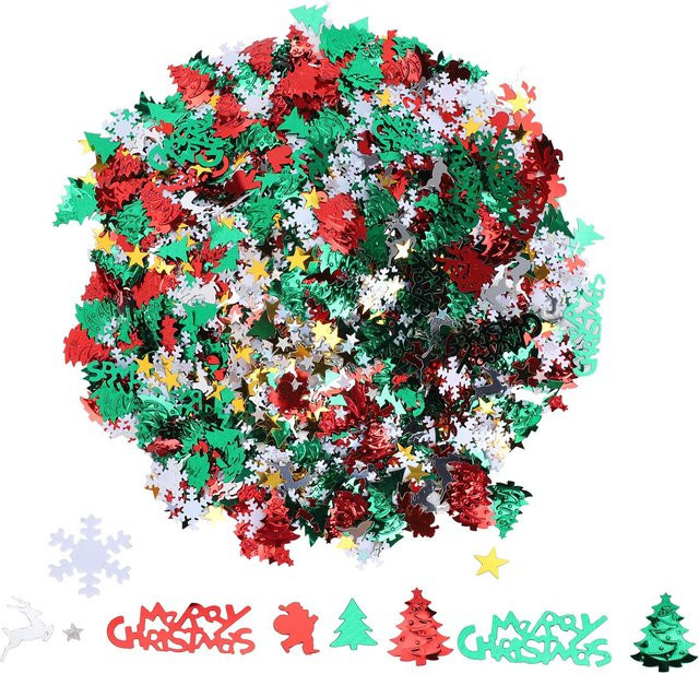 GoolRC Weihnachtskonfetti aus glitzernden Pailletten in Schwarz und Multicolour, 100 g - Bild 1
