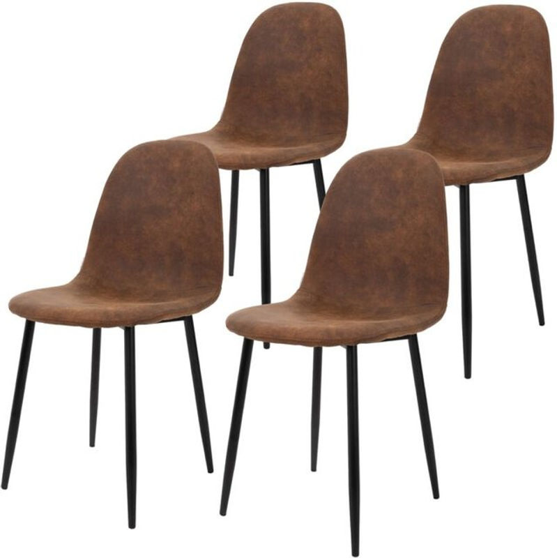 ML-Design 4er Set Esszimmerstühle im skandinavischen Design mit Kunstleder Bezug in Braun - Bild 2