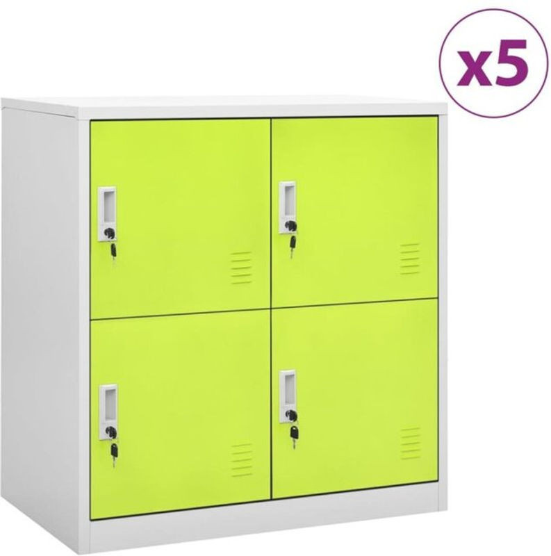 Vidaxl Schließfachschränke Set aus Stahl, 5 Stück, Grau und Grün, B/T/H: 90 x 45 x 92,5 cm - Bild 1