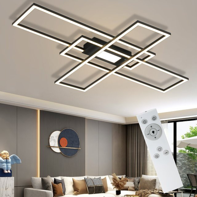 NETTLIFE Moderne LED Deckenleuchte 50W mit drei rechteckigen Rahmen, dimmbar 3000K-6500K, Fernbedienung und Memory Funktion, Augenfreundlich, Aluminium - Bild 1