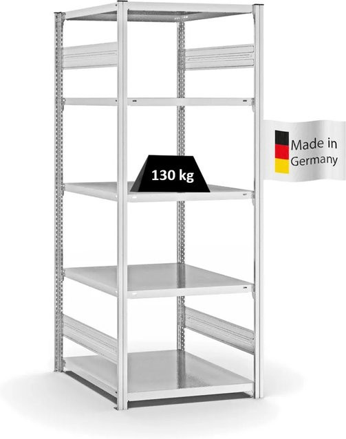 PROREGAL Fachbodenregal Stecksystem T-Profil Light-Duty in Lichtgrau mit 5 Ebenen, H x B x T: 200 x 75 x 80 cm - Bild 1