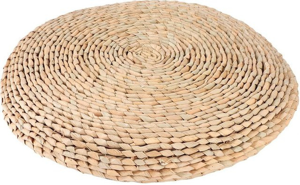 TOMTOP JMS Handgewebter Tatami Pouf aus Jute in Beige, rundes Sitzkissen im Boho-Stil für Yoga und Dekoration, Durchmesser: 40 cm