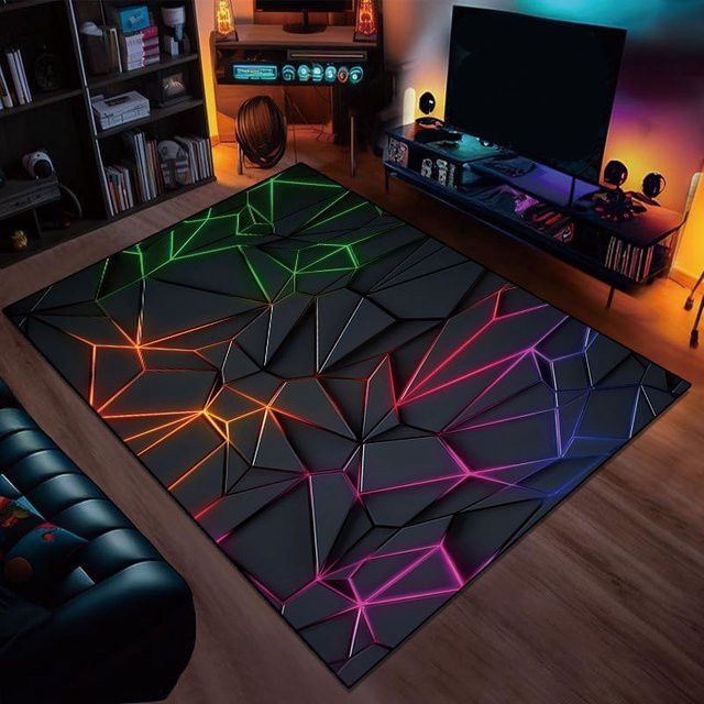VIKAMA 3D-Teppich im modernen geometrischen Design, mehrfarbig, schmutzabweisend und verschleißfest, B/T: 120 x 80 cm - Bild 1