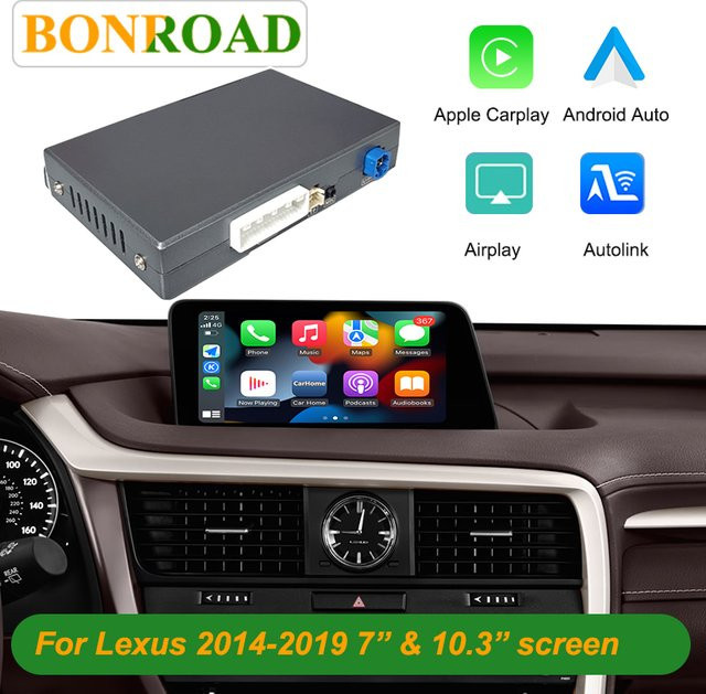 Bonroad Wireless CarPlay und Android Auto Modul für Lexus NX RX IS ES GS RC CT LS LX LC UX GX 2014-2019 mit Mirror Link und Airplay Decoder in Schwarz - Bild 1