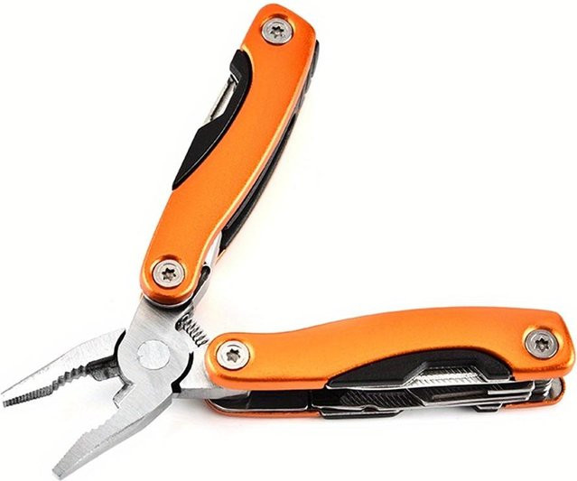 NATAWA Multi-Tool Camping-Getriebe-Set aus Edelstahl in Orange mit Klappzange und Schraubendreher - Bild 1