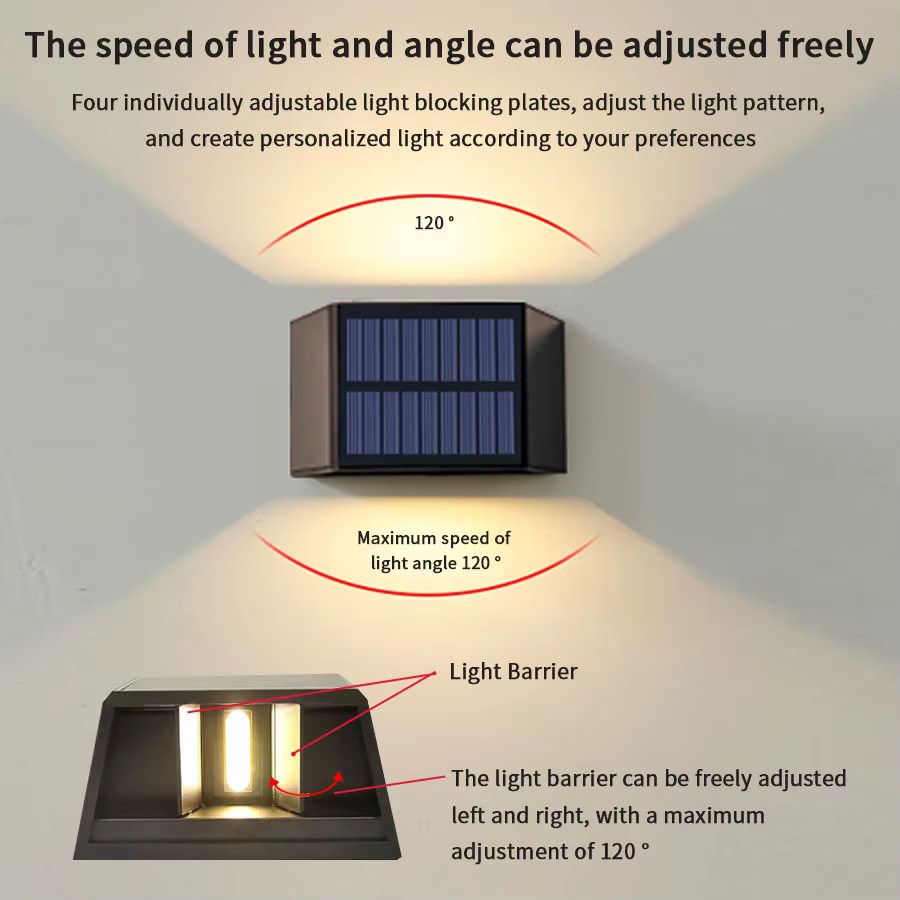ATcomm LED Solar Wandleuchte Up und Down Outdoor Beleuchtung in Schwarz aus ABS - Bild 3