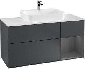 V&B Finion Waschtischunterschrank mit Wandbeleuchtung, Breite: 120 cm, Farbe: Mattblau lackiert - Bild 1