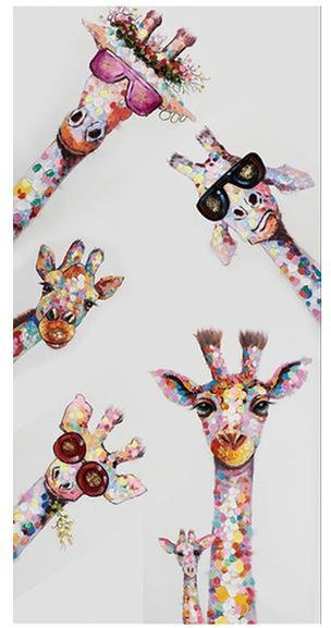 Giraffen-Familie Leinwandgemälde im Graffiti-Stil als Wandkunst für das Kinderzimmer, Motiv Tiere, Mehrfarbig, Breite: 60 cm, Höhe: 100 cm - Bild 1
