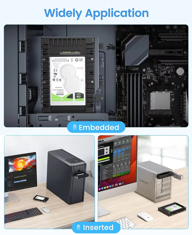 ORICO Festplatten-Caddy für 2,5 Zoll HDD und SSD, SATA 3.0, Schwarz - Bild 4
