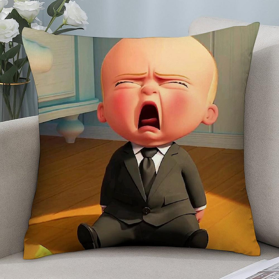 B-Boss B-Baby Kissenbezug aus Kurzplüsch mit doppelseitigem Druck für dein Sofa, 50,8 x 50,8 cm - Bild 2