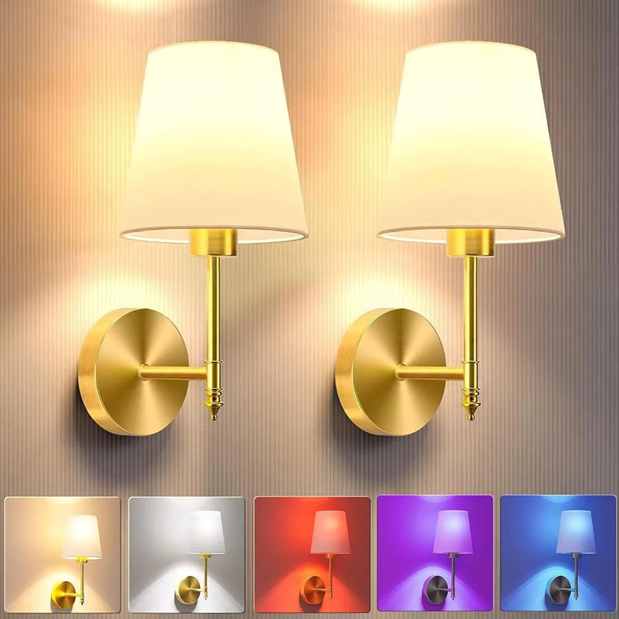 UMEXUS Batteriebetriebene Wandleuchten Set mit 2 Stück, Goldene Kabellose Aufladbare Wandlampen mit 2000mAh Dimmbaren Abnehmbaren Glühbirnen und Fernbedienung - Bild 1