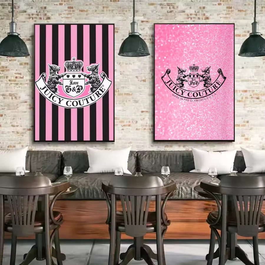 Modernes Leinwandgemälde von Potdemiel in Pink mit gestreiftem Design als ästhetische Wandkunst für dein Zuhause - Bild 5