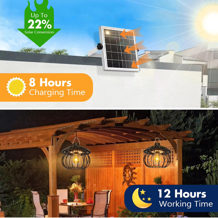 Solar-LED-Pendelleuchte mit Fernbedienung und Timer, IP65 wasserdicht, für Garten und Außenbereich - Bild 5