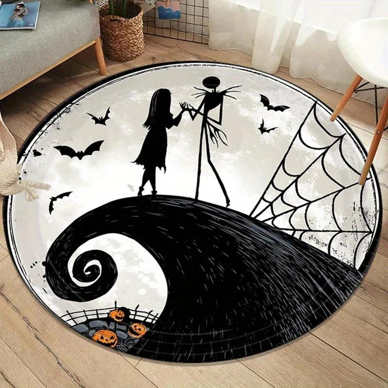 MINISO Disney Nightmare Before Christmas Runder Teppich mit Fledermäusen und Spinnen, Durchmesser: 80 cm - Bild 3