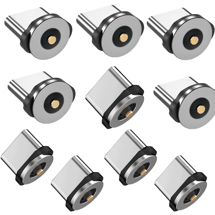 FRHY 10er Set Typ-C Magnetische Ladekopf Ersatzstecker in Silber mit 2,4A Schnellladefunktion und Datenübertragung aus Aluminiumlegierung - Bild 2