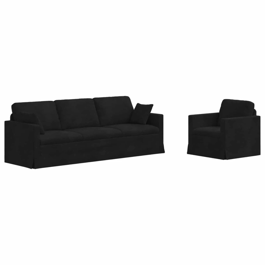 vidaXL Sofa 2-teilig Schwarz Samt mit Metallrahmen B/T/H: 228 x 78 x 80 cm - Bild 2