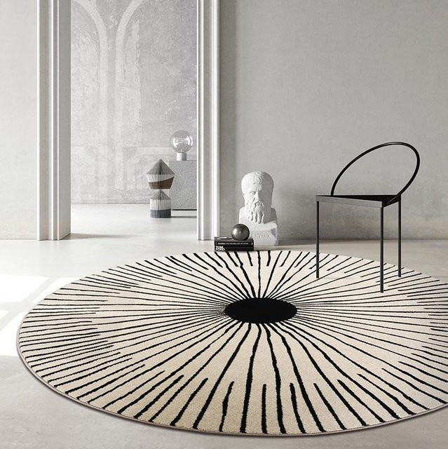 Wabi-silent Unregelmäßiger Kaschmirteppich in Beige, runder Teppich mit Anti-Rutsch-Unterseite für Wohnzimmer und Schlafzimmer, Durchmesser: 40 cm - Bild 1