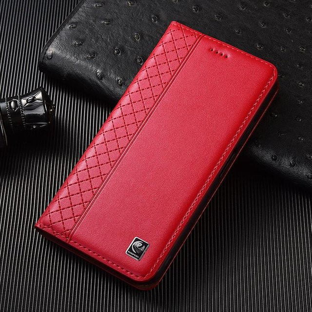 Echte Napa-Leder Klapphülle für Samsung Galaxy A10 A20 A30 A40 A50 A70 A80 A90 Handy-Portemonnaie in Rot - Bild 1