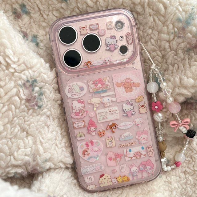 Sanrio Hello Kitty Handyhülle mit Glitzer-Cartoon-Design und Kette für Apple iPhone 17 16 15 14 Pro Max, stoßfeste TPU Rückabdeckung - Bild 1