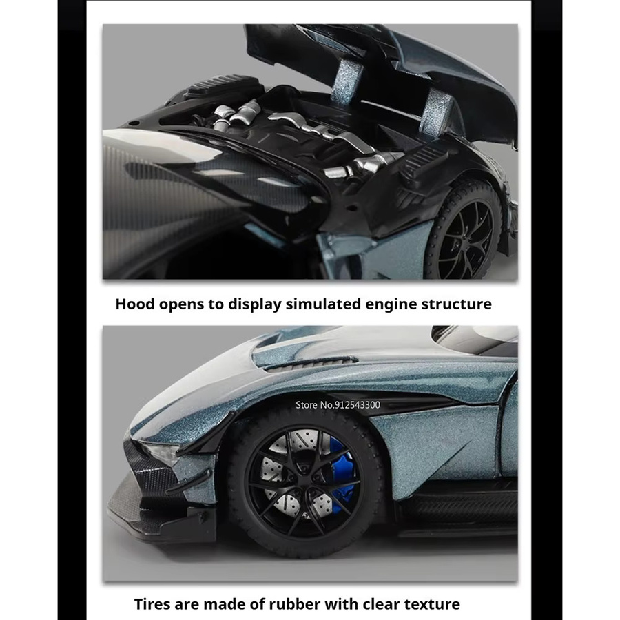 RMZ city Vulcan DB12 Automodell, 1:32 Maßstab, mit Licht und Sound, Druckguss-Fahrzeug - Bild 6
