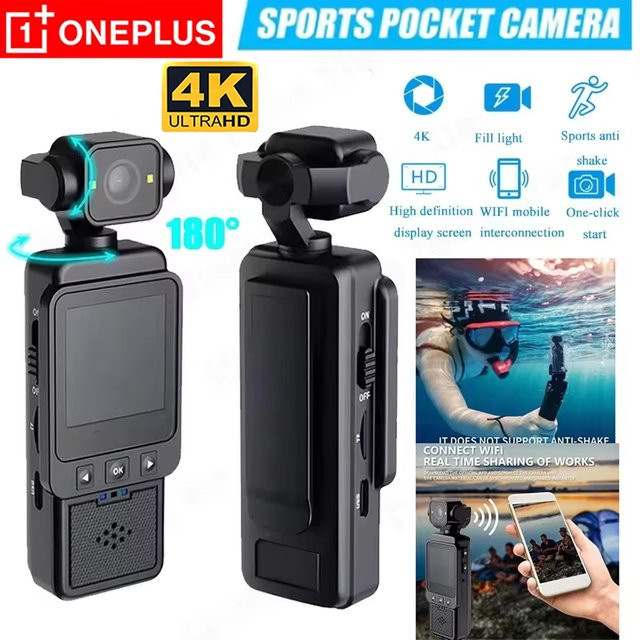 OnePlus 4K Handheld-Sportkamera mit 180 Grad drehbarem Display, WLAN und Bewegungserkennung in Schwarz - Bild 1