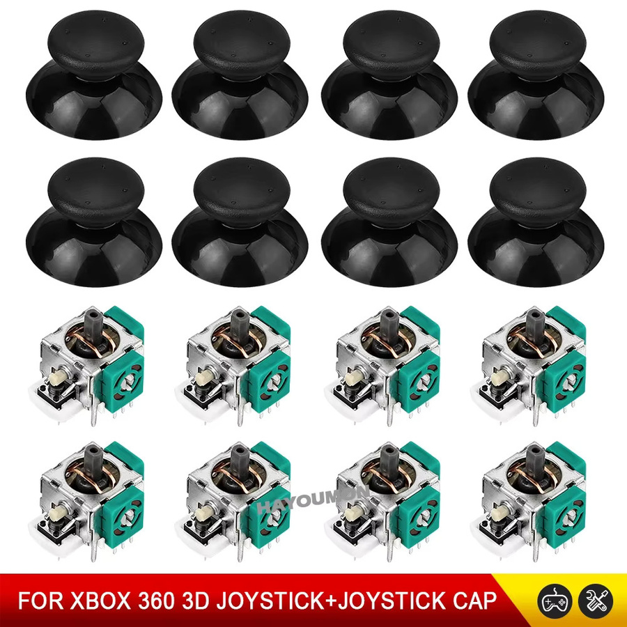 Hayoumon 3D-Analog-Thumbsticks für Xbox 360 Gamepad mit Joystick-Kappen, Ersatz-Joystick-Sensormodule in Schwarz - Bild 2