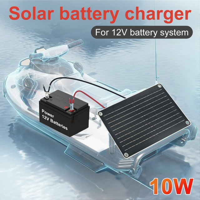LEAORLD MPPT Solar-Batterieladegerät 12V 10W in Schwarz für Auto, Boot, Marine und Wohnmobil - Bild 1