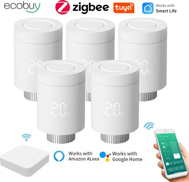 Tuya Smart Thermostatventil Zigbee 3.0 mit App- und Sprachsteuerung, weißer Temperaturregler für dein Smart Home - Bild 1