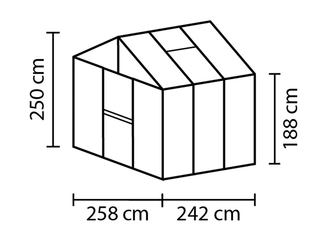 Vitavia Gewächshaus Zeus mit Satteldach und Stalltür, schwarz, 6,25 m² - Bild 2