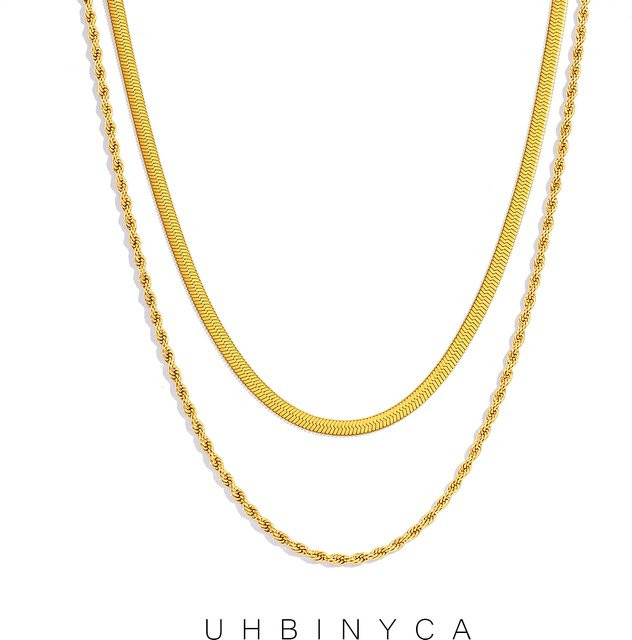 UHBINYCA Halskette, Edelstahl vergoldet, Gold, Damen, Vintage - Bild 1