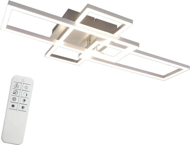 NETTLIFE LED Deckenleuchte aus Metall in Silber, dimmbar mit Fernbedienung und Timer, B/T/H: 80,0 x 35,0 x 9,5 cm - Bild 1