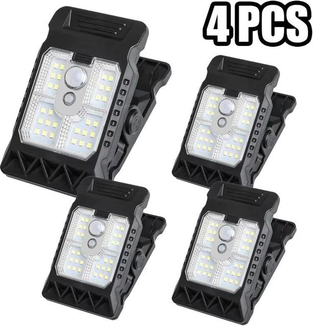 YJMP Super Lighting Solar LED-Clip-Leuchten mit Bewegungssensor, 4er-Set, Schwarz, Warmweiß - Bild 1