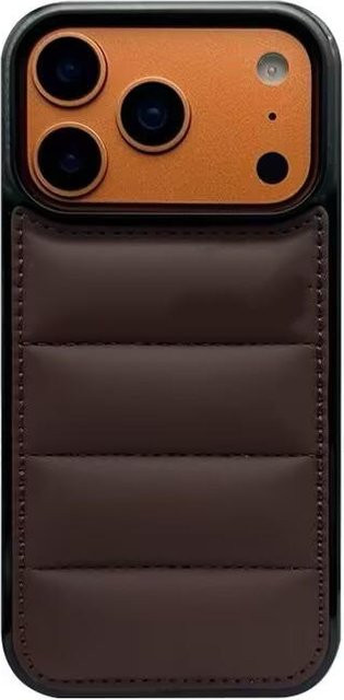 Luxus Puffer Handyhülle aus weichem Silikon für iPhone 17 16 15 14 13 12 11 Pro Max Plus in Braun - Bild 1