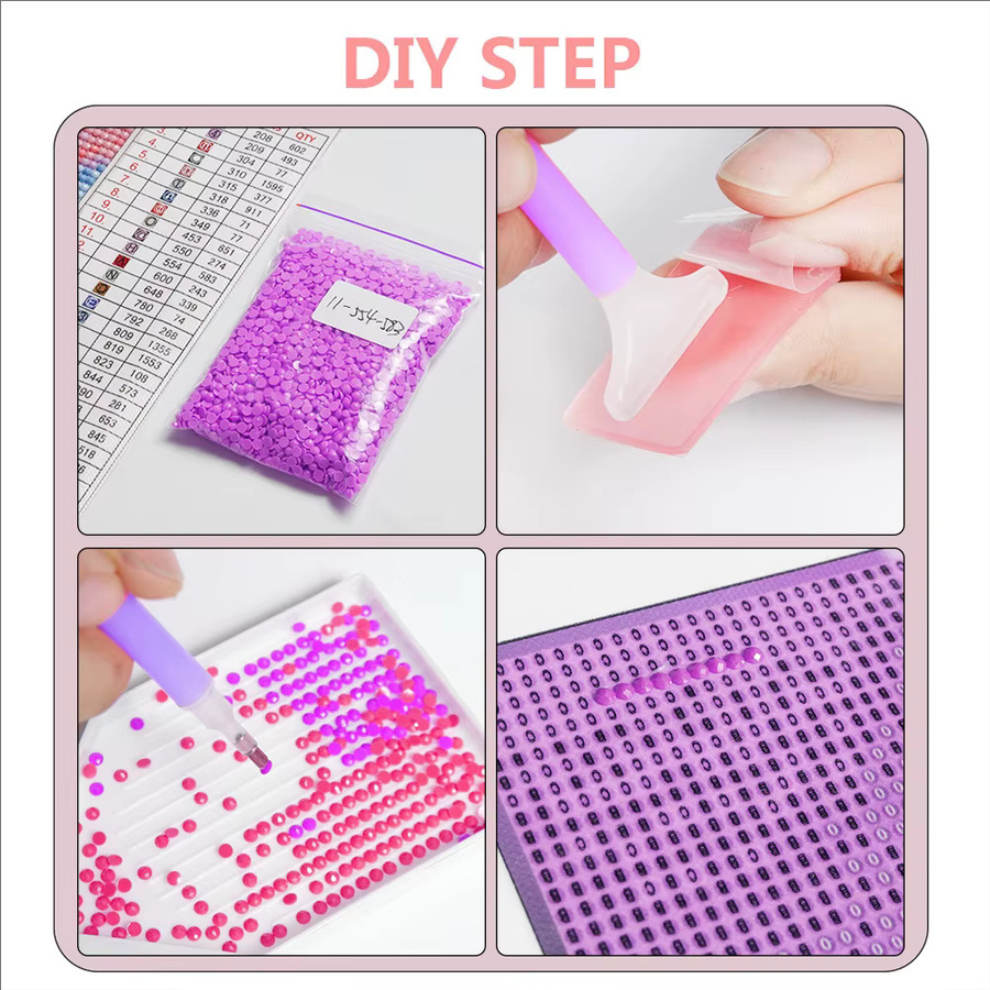 Huacan 5D DIY Diamantmalerei Landschaft mit Turm als runde Stickerei in Multicolour, B/D/H: 30,0 x 30,0 x 2,0 cm - Bild 4