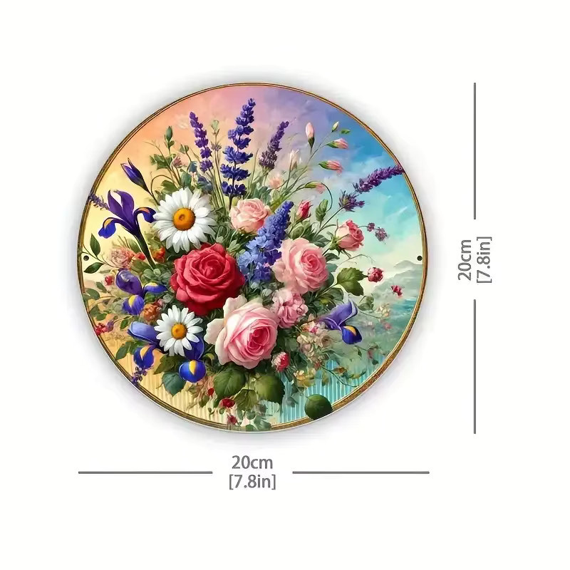 Potdemiel Vintage Wandkunst aus Metall mit floralem Design in Pink und Multicolour, Durchmesser: 20,3 cm - Bild 3