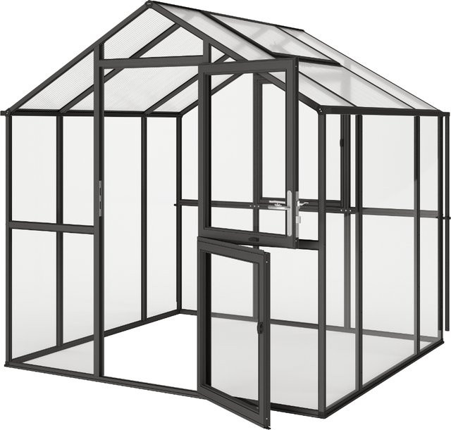 KGT Gewächshaus Aptasia III small, anthrazit-grau, 5,1 m², B/H/L: 2,33 x 2,35 x 2,17 m - Bild 1