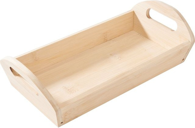 VBS Holzkorb Tablettschale aus Bambus in Beige B/T/H: 28,0 x 14,0 x 7,5 cm - Bild 1