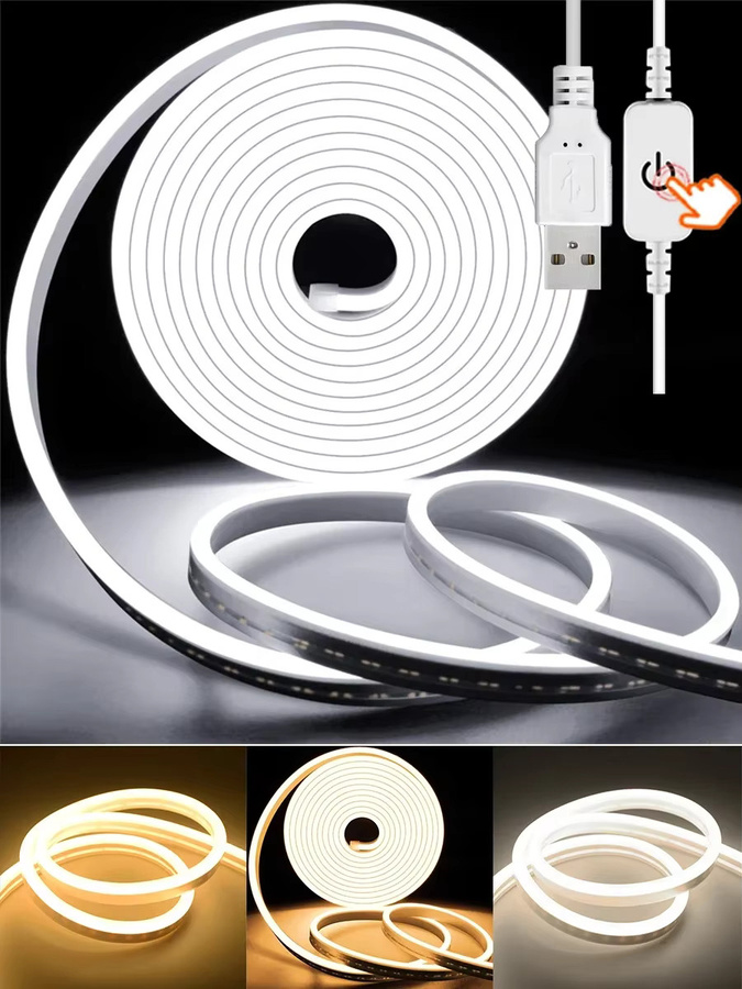 Acosh Neon LED Lichtstreifen mit Touch-Sensor, dimmbar und wasserdicht, weißes USB Neon Flex Band für Schlafzimmer und Party-Dekoration - Bild 6