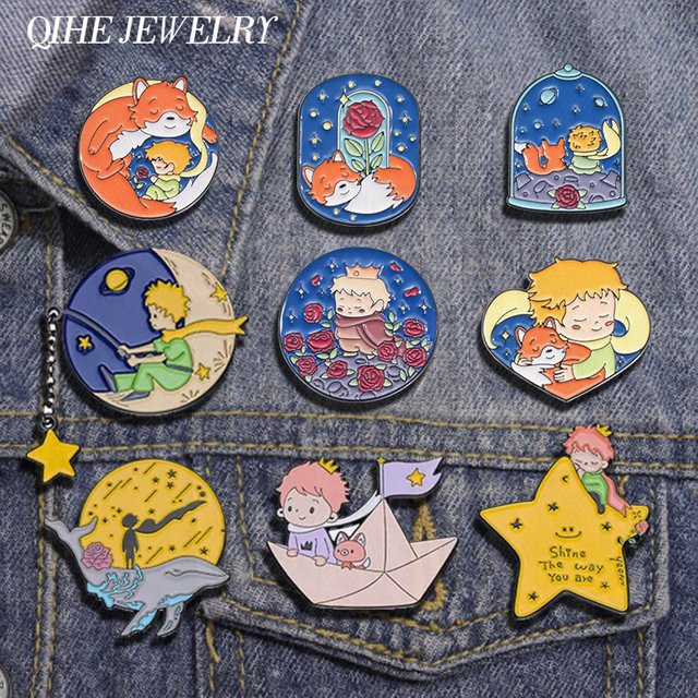 QIHE JEWELRY Brosche, Cartoon Junge Fuchs Rose Emaille, Kinder - Bild 1