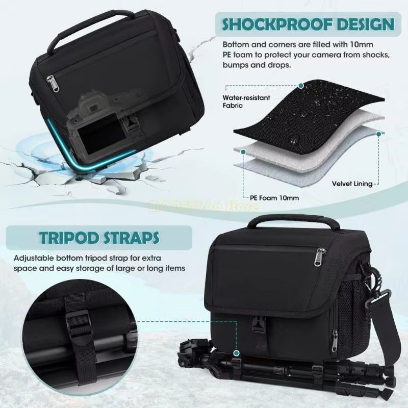 F62C Leichte DSLR-Tasche aus wasserabweisendem Polyester in Schwarz - Bild 3