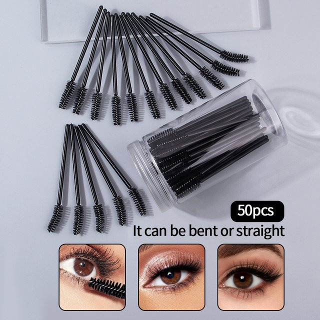 KOSSHOW Wimpernkamm- und Augenbrauenbürsten-Set, schwarz, Unisex, 50 Stück - Bild 1
