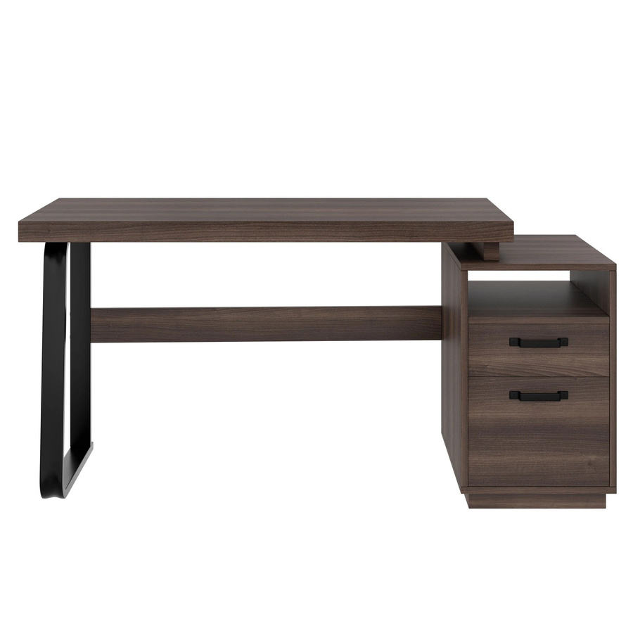 okwish Schreibtisch in Braun mit Holzmaserung, Multifunktionaler Büroschreibtisch mit Aufbewahrungsdesign, B: 135 cm, T: 54 cm, H: 76,3 cm - Bild 2