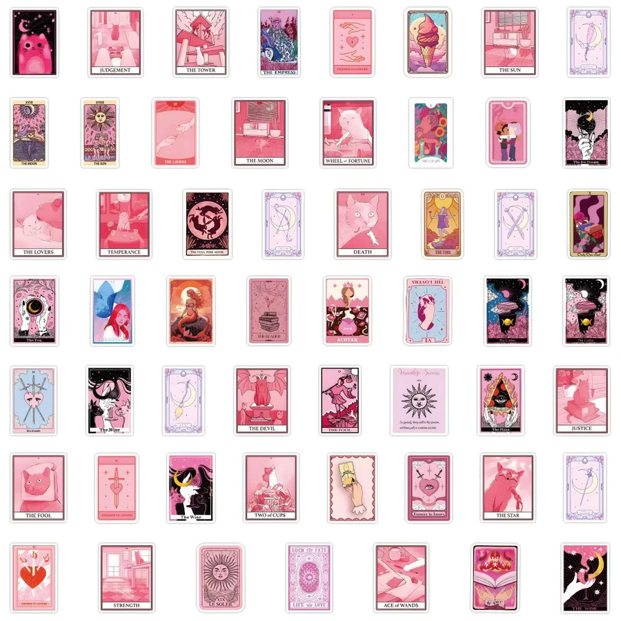 GOGOTU Katze Rosa Tarot Aufkleber, 110-teiliges Set - Bild 2