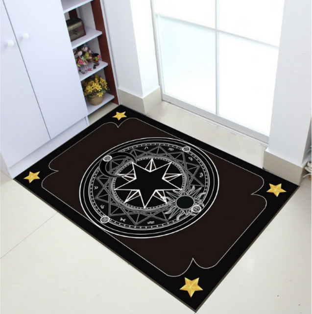 VIKAMA Tarot Wind Magic Circle Fußmatte, rutschfeste Eingangstextilie in Schwarz, B/T: 60 x 40 cm - Bild 1