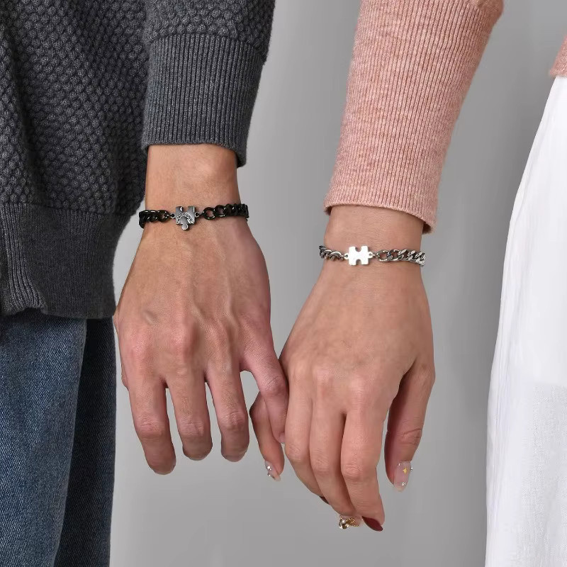 RUIYI Armbänder, Puzzle-Herz, Edelstahl, Bicolor, Unisex - Bild 3