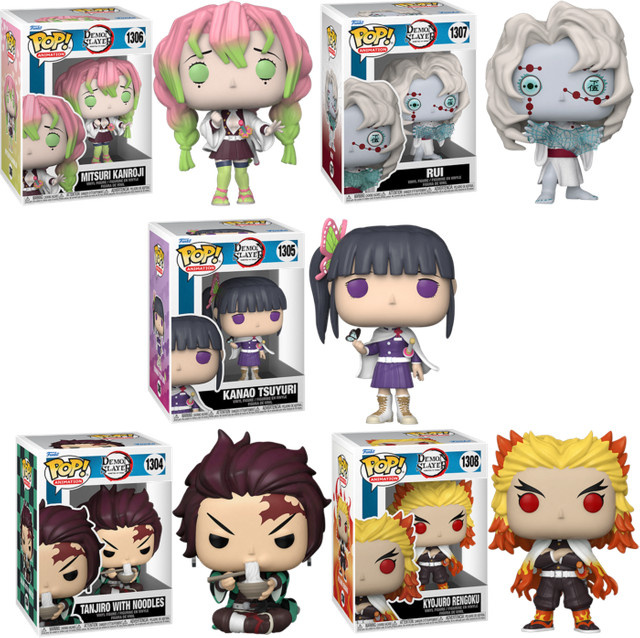 Funko Pop! Demon Slayer Anime Figuren aus Vinyl mit verschiedenen Charakteren wie Mitsuri Kanroji, Obanai, Rui, Nezuko, Sanemi, Tanjiro und Kyojuro - Bild 1