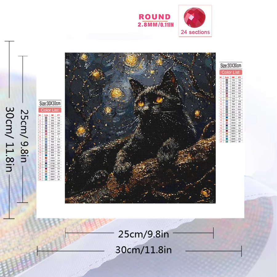 Evershine Diamant-Mosaik, schwarze Katze, Diamant-Gemälde - Bild 2