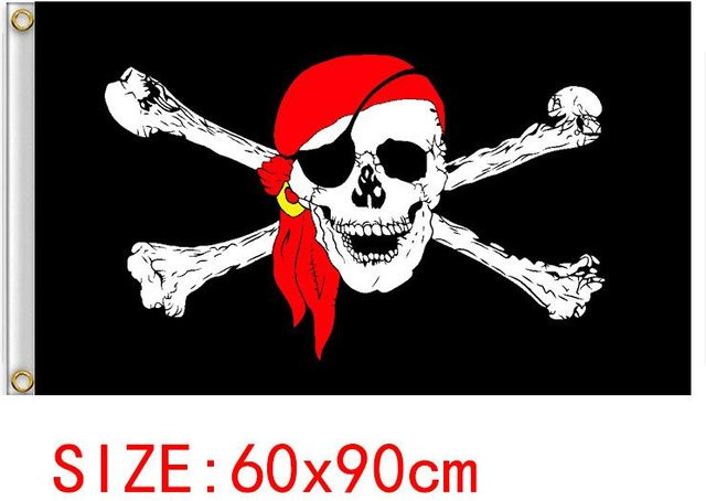 Piratenflagge mit Totenkopf von Binchi Fitness, Farbe Schwarz, B/H: 90 x 60 cm - Bild 1